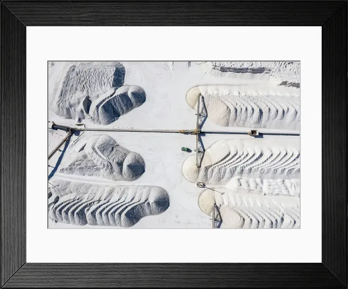 Framed Print : Aerial view of gypsum piles