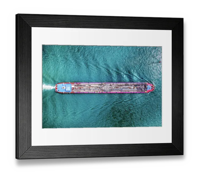 Framed Print : Aerial top view of a cargo container ship - transportation, import, export business open sea