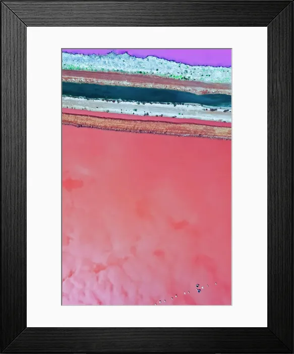 Framed Print : Aerial view over the stunning colourful lake at Hutt lagoon. Port Gregory, Western Australia Framed Print : Aerial view over the stunning colourful lake at Hutt lagoon. Port Gregory, Western Australia