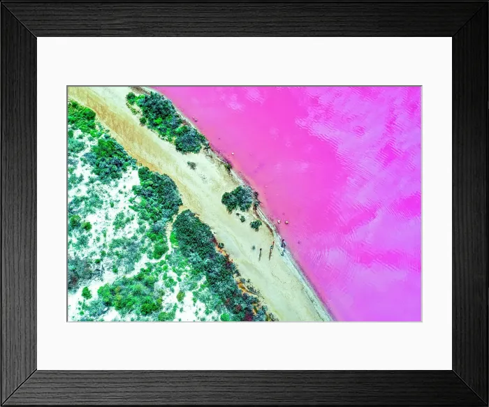 Framed Print : Aerial view over the stunning colourful lake at Hutt lagoon. Port Gregory, Western Australia Framed Print : Aerial view over the stunning colourful lake at Hutt lagoon. Port Gregory, Western Australia