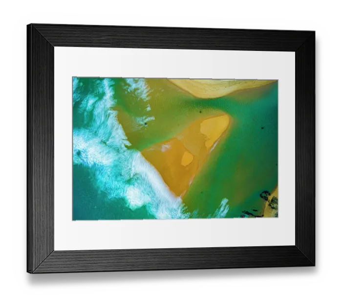 Framed Print : The River meets the sea, as seen from above Framed Print : The River meets the sea, as seen from above