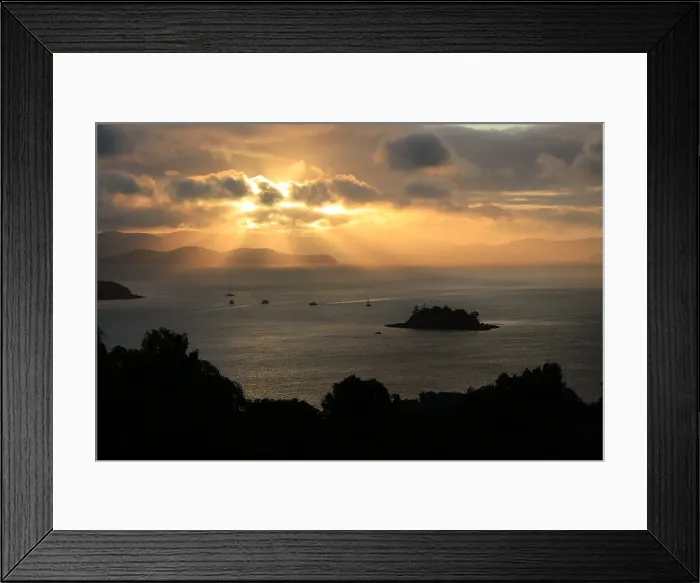 Framed Print : Sunset over Whitsunday Passage from One Tree Hill Framed Print : Sunset over Whitsunday Passage from One Tree Hill