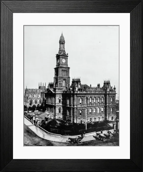 Framed Print : Antique photograph of World's famous sites: Town hall and square, Sydney, Australia Framed Print : Antique photograph of World's famous sites: Town hall and square, Sydney, Australia