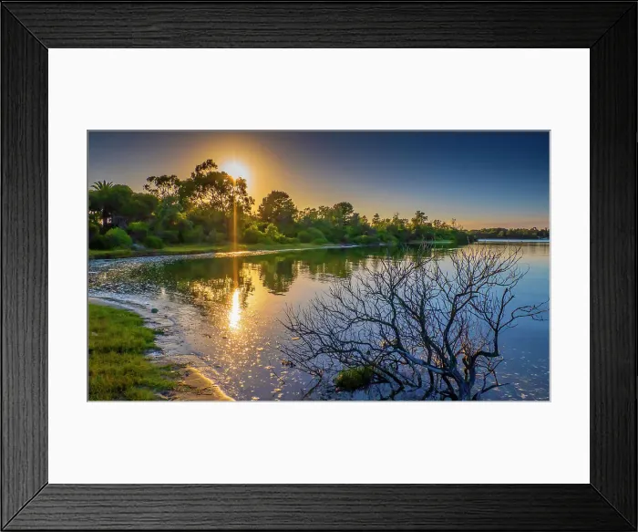 Framed Print : View near Bullock Island and the Industrial port area at dawn, Lakes Entrance, East Gippsland