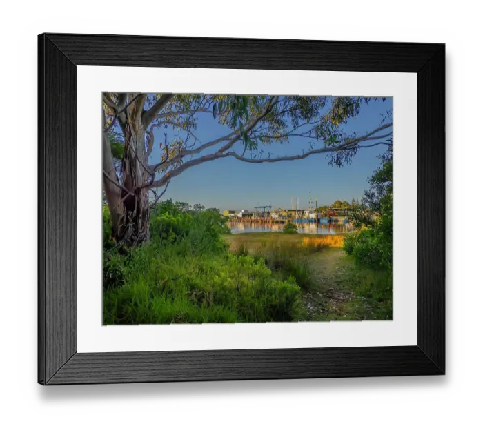 Framed Print : View near Bullock Island and the Industrial port area at dawn, Lakes Entrance, East Gippsland Framed Print : View near Bullock Island and the Industrial port area at dawn, Lakes Entrance, East Gippsland