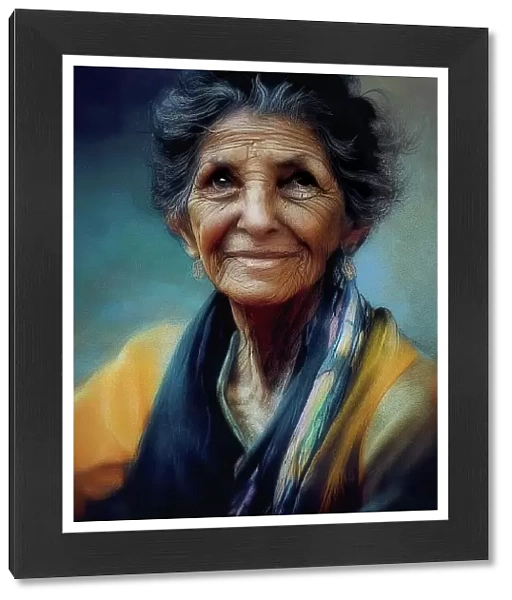 Artwork portrait of a hypothetical distinguished and attractive elderly (70 years) Greek or Mediterranean lady