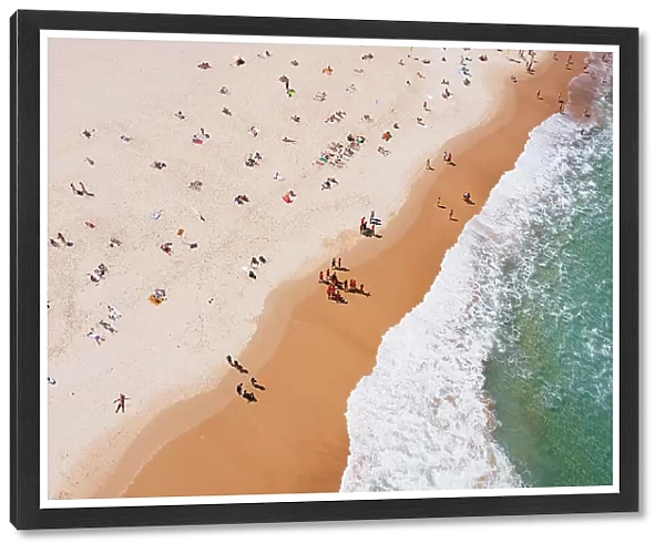 Beach aerial full of people in summer, Australia