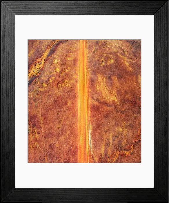 Framed Print : Dirt road line outback landscape aerial