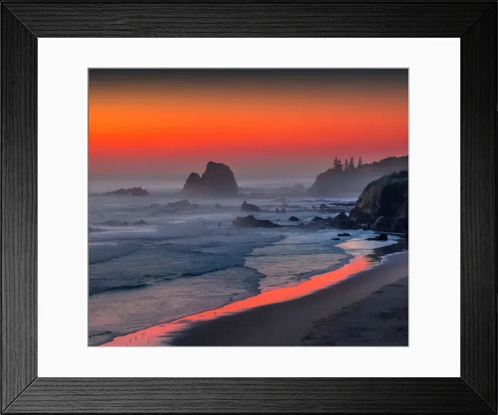 Framed Print : Coastal summer dawn on the coastline of Narooma, south coast of New South Wales, Australia Framed Print : Coastal summer dawn on the coastline of Narooma, south coast of New South Wales, Australia