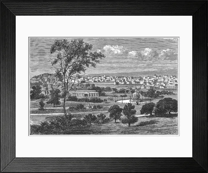 Framed Print : Old engraved illustration of view Melbourne, Australia Framed Print : Old engraved illustration of view Melbourne, Australia