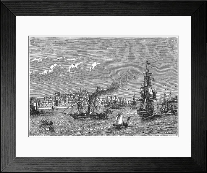 Framed Print : Old engraved illustration of view of Sydney, Australia