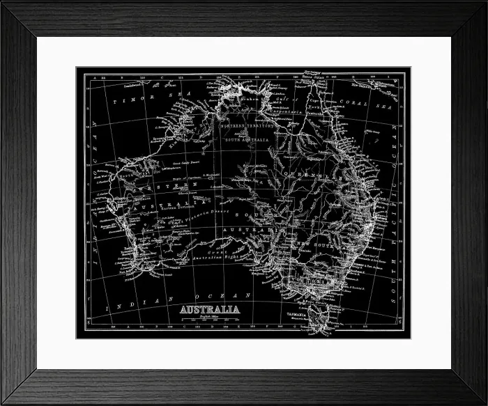 Framed Print : Old chromolithograph map of AUSTRALIA continent Framed Print : Old chromolithograph map of AUSTRALIA continent