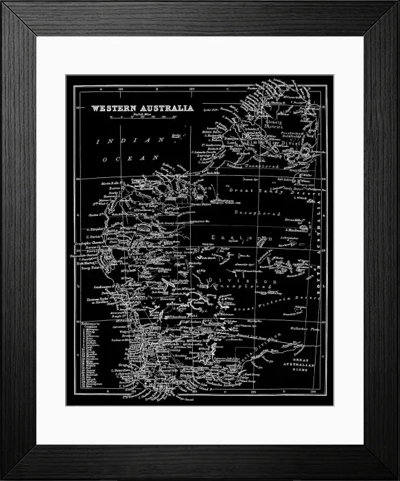 Framed Print : Old chromolithograph map of Western Australia Framed Print : Old chromolithograph map of Western Australia