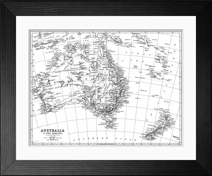 Framed Print : Old chromolithograph map of AUSTRALIA continent Framed Print : Old chromolithograph map of AUSTRALIA continent