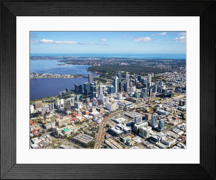 Framed Print : Perth. Aerial view of Perth, Western Australia