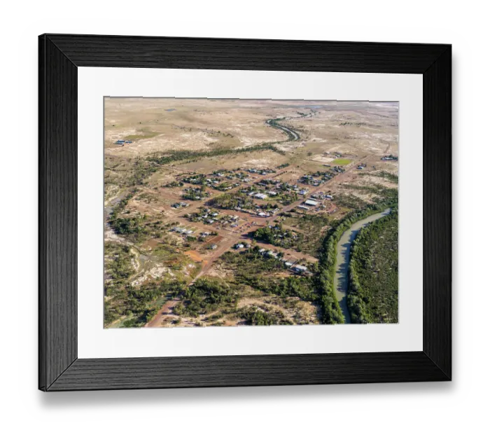 Framed Print : Burketown. Aerial view of Burketown, Queensland