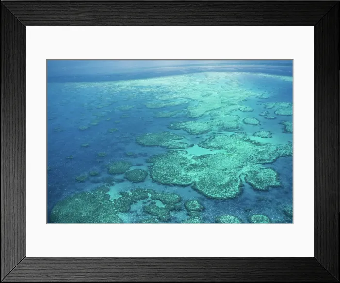 Framed Print : Natural Textures of Great Barrier Reef from above, Queensland, Australia Framed Print : Natural Textures of Great Barrier Reef from above, Queensland, Australia