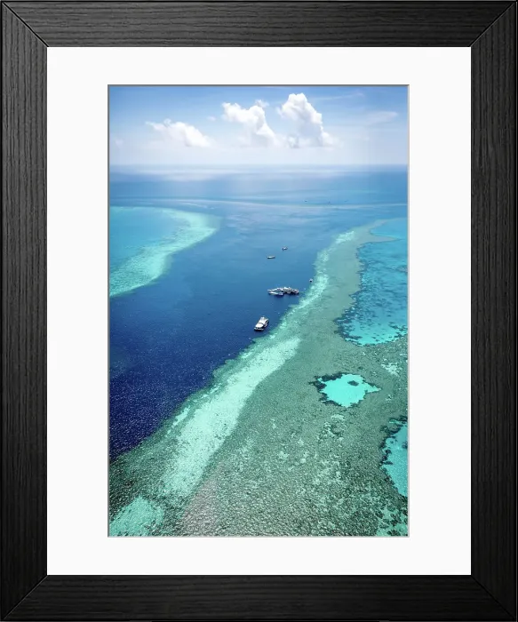 Framed Print : Natural Textures of Great Barrier Reef from above Framed Print : Natural Textures of Great Barrier Reef from above