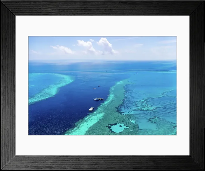 Framed Print : Natural Textures of Great Barrier Reef from above Framed Print : Natural Textures of Great Barrier Reef from above
