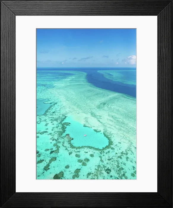 Framed Print : Natural Textures of Great Barrier Reef from the porthole of the scenic flight, Queensland, Australia