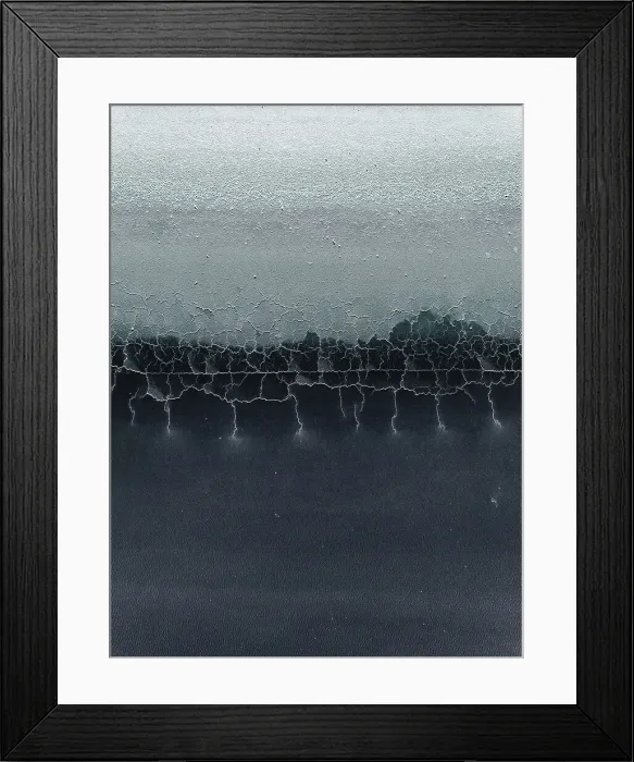 Framed Print : Drone image looking down on the edge of a salt lake, Lochiel, South Australia, Australia