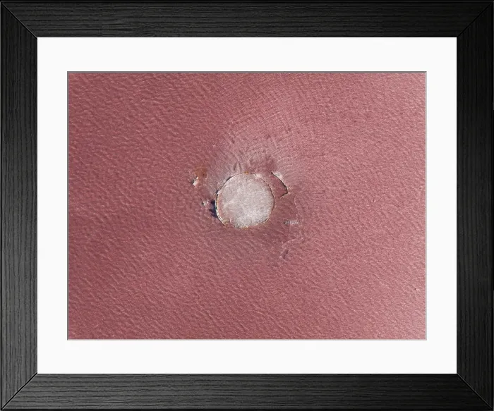 Framed Print : Circular hole in Lake Bumbunga shot from a overhead perspective, South Australia, Australia Framed Print : Circular hole in Lake Bumbunga shot from a overhead perspective, South Australia, Australia