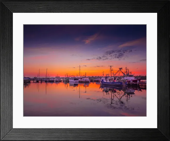 Framed Print : Dawn light on a late summer's morning at the Lakes Entrance Harbour, Victoria, Australia Framed Print : Dawn light on a late summer's morning at the Lakes Entrance Harbour, Victoria, Australia