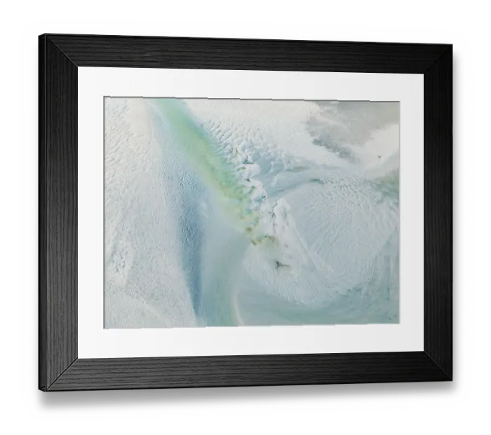 Framed Print : Drone photo showing sand patterns in an estuary at low tide, Western Australia, Australia