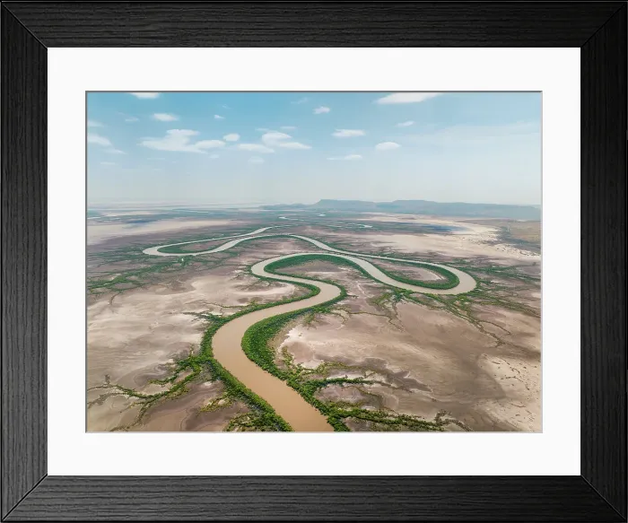 Framed Print : Aerial perspective of the King River photographed during the day, The Kimberley, Western Australia, Australia Framed Print : Aerial perspective of the King River photographed during the day, The Kimberley, Western Australia, Australia