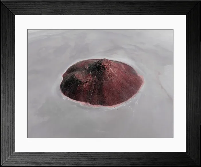 Framed Print : Aerial image showing a cone shaped rock formation in the middle of Island Lagoon salt lake, South Australia, Australia Framed Print : Aerial image showing a cone shaped rock formation in the middle of Island Lagoon salt lake, South Australia, Australia