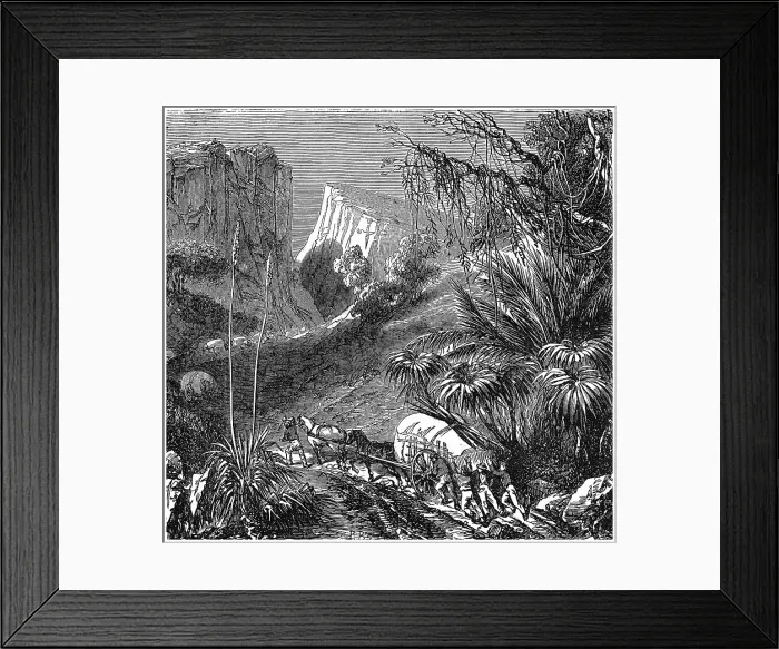 Framed Print : Old engraved illustration of the Blue Mountains, a mountainous region and a mountain range located in New South Wales, Australia (part of the western outskirts of the Greater Sydney area)
