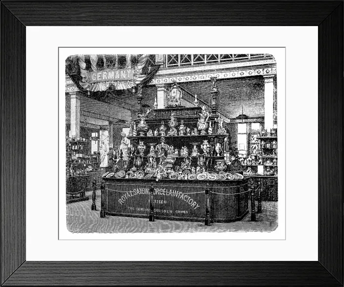 Framed Print : From the Exhibition Palace in Melbourne. Exhibition of the Royal Saxon Porcelain Manufactory in Meissen Framed Print : From the Exhibition Palace in Melbourne. Exhibition of the Royal Saxon Porcelain Manufactory in Meissen
