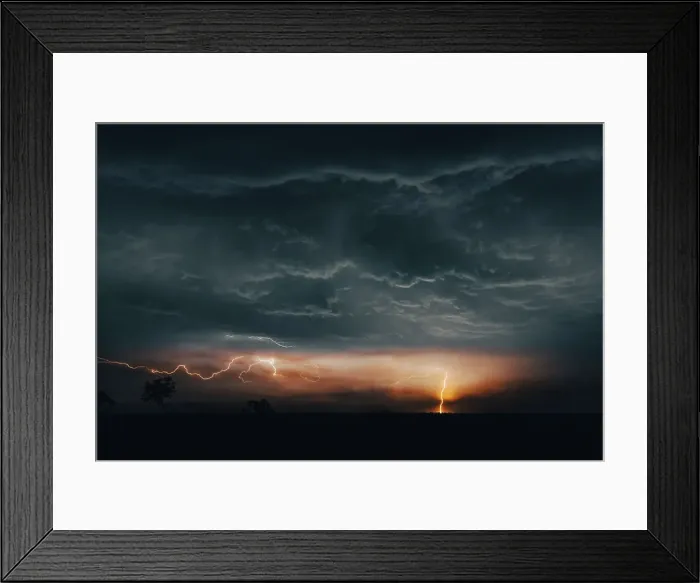 Framed Print : Dramatic scene showing lightning from a violent thunderstorm, Kununurra, Western Australia, Australia