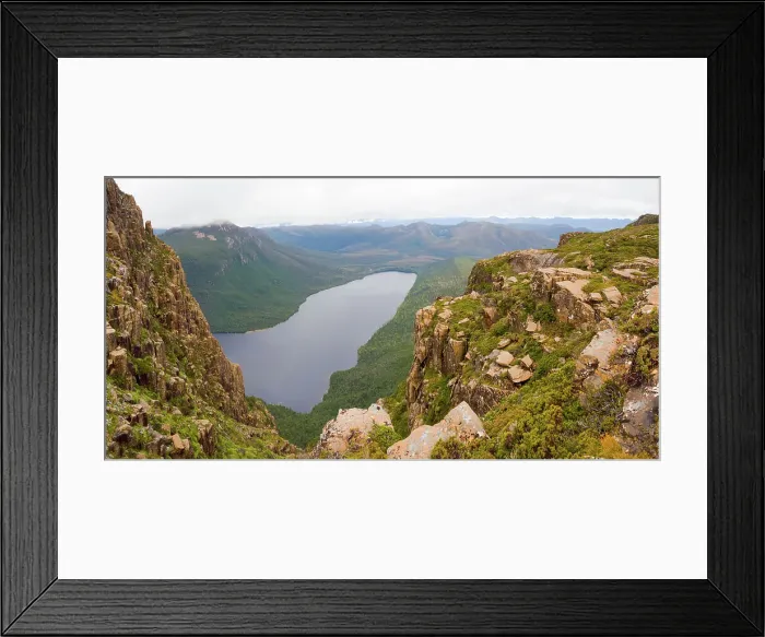 Framed Print : Lake Judd. Remote Lake Judd viewed from the dolerite cliffs of Eliza Bluff Framed Print : Lake Judd. Remote Lake Judd viewed from the dolerite cliffs of Eliza Bluff