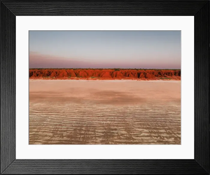 Framed Print : Aerial photograph in front of sandstone cliffs at sunset, James Price Point, The Kimberley, Western Australia, Australia