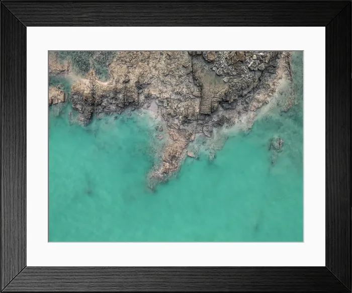 Framed Print : Drone image showing sedimentary rock at the edge of the Indian Ocean, Broome, Western Australia, Australia Framed Print : Drone image showing sedimentary rock at the edge of the Indian Ocean, Broome, Western Australia, Australia