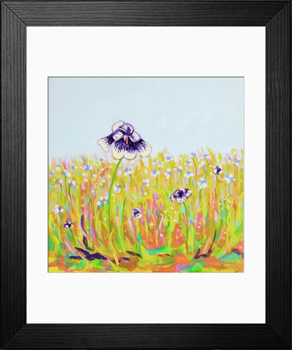 Framed Print : Australian native Viola growing wildly in a garden lawn. Original acrylic painting Framed Print : Australian native Viola growing wildly in a garden lawn. Original acrylic painting