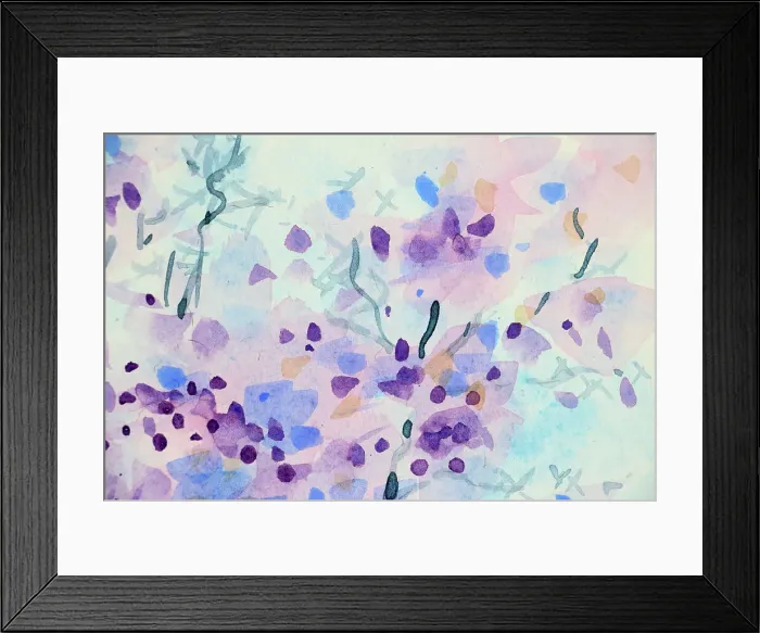 Framed Print : Twigs and Flowers Jacaranda Tree Watercolor Painting Detail Framed Print : Twigs and Flowers Jacaranda Tree Watercolor Painting Detail