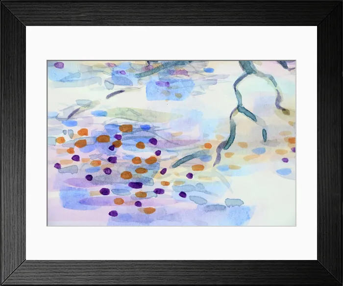 Framed Print : Twigs and Flowers Jacaranda Tree Watercolor Painting Detail Framed Print : Twigs and Flowers Jacaranda Tree Watercolor Painting Detail