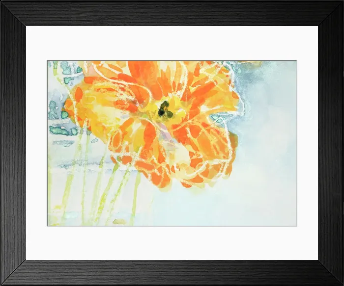 Framed Print : Detail of Still Life with Orange Poppy in Vase Watercolor Painting