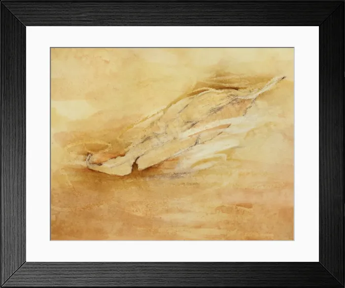Framed Print : Dried Leaf Mixed Media Sepia Toned Artwork