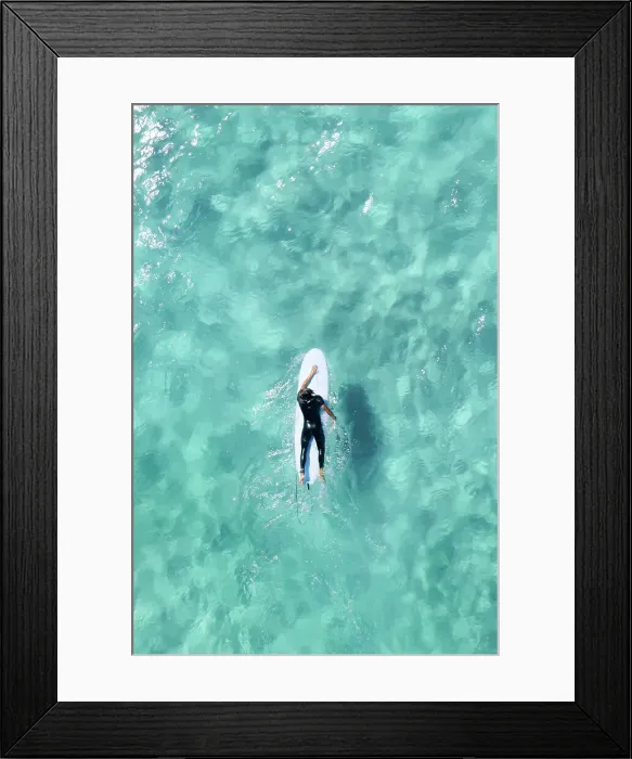 Framed Print : Surfer. Drone Aerial Views