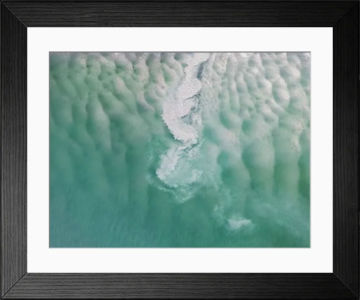 Framed Print : Sediment flowing from Willie Creek into the Indian Ocean shot from an aerial perspective, The Kimberley, Western Australia, Australia