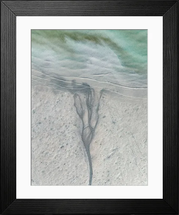 Framed Print : Drone image looking down on a stream of water flowing into Roebuck Bay at low tide, Broome, Western Australia, Australia Framed Print : Drone image looking down on a stream of water flowing into Roebuck Bay at low tide, Broome, Western Australia, Australia