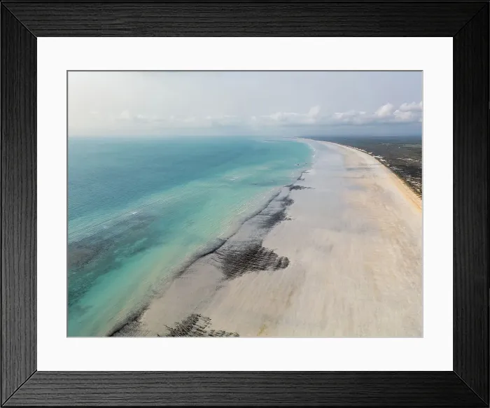 Framed Print : Aerial shot showing Cable Beach at low tide, Broome, Western Australia, Australia
