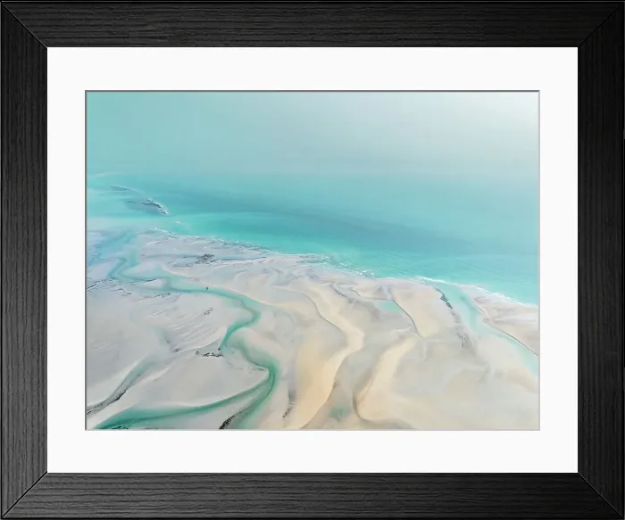 Framed Print : Aerial photo showing the mouth of Willie Creek estuary at low tide, Western Australia, Australia Framed Print : Aerial photo showing the mouth of Willie Creek estuary at low tide, Western Australia, Australia