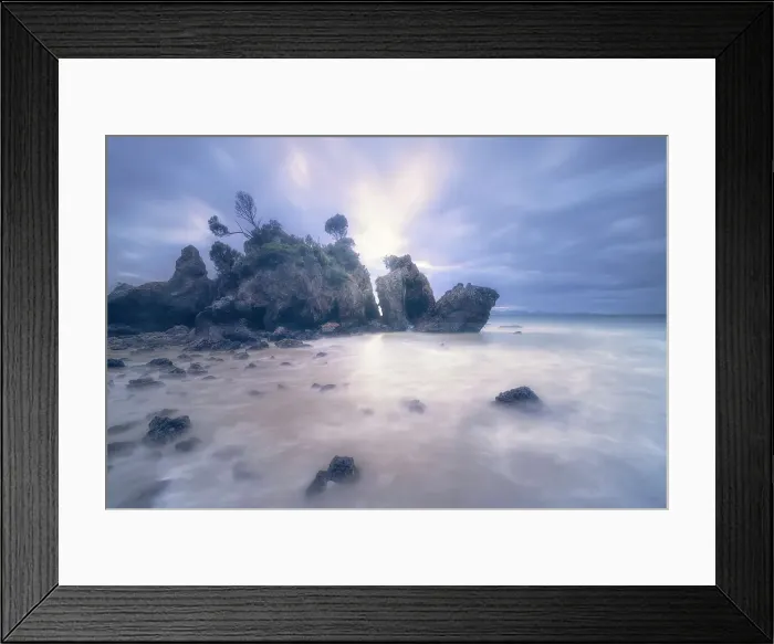 Framed Print : A dramatic rocky shoreline at dawn in Victoria, Australia