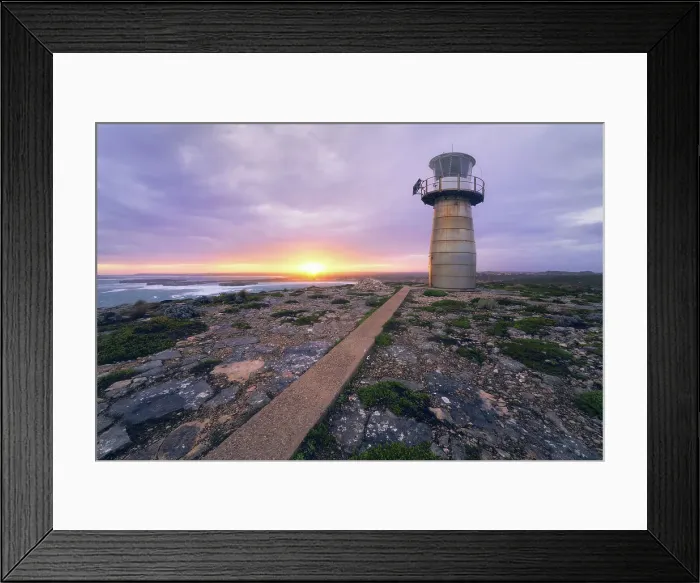 Framed Print : Bizarre metal bullet lighthouse with walking path and coastal views, Yorke Peninsula, South Australia