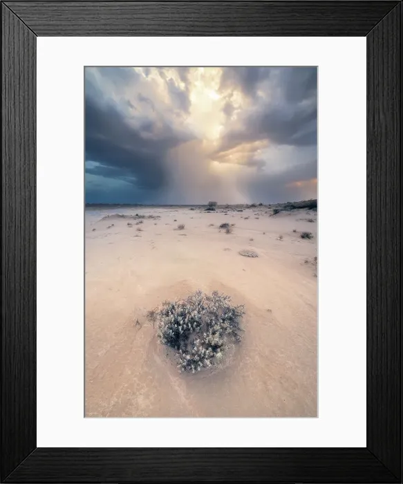 Framed Print : Dramatic thunder storm in sandy outback region of South Australia