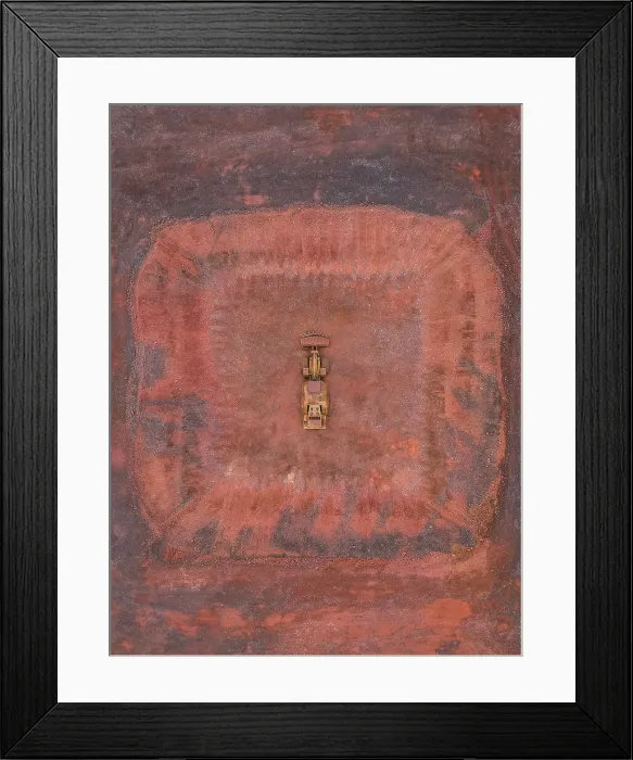 Framed Print : Drone image looking down on a mining vehicle, South Australia, Australia